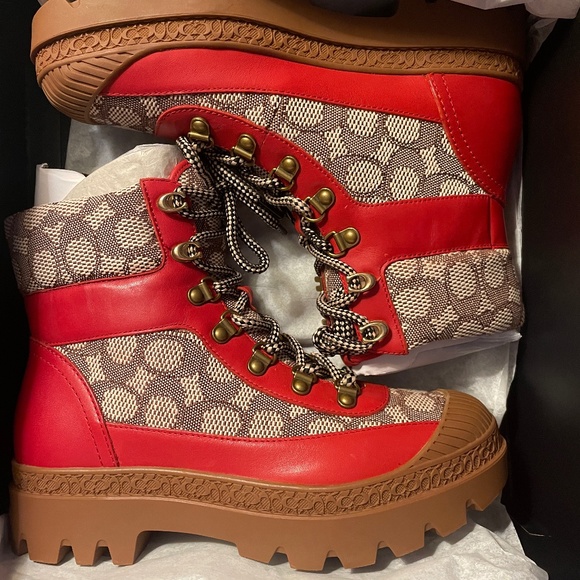 Brand New Beautiful Women's Coach Talia Jacquard Boots - Picture 1 of 10